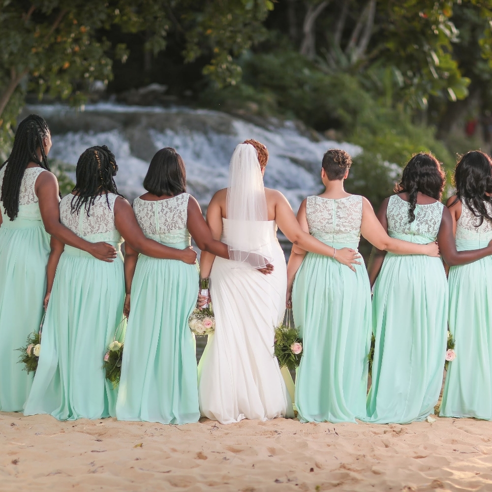 V neck green dress
